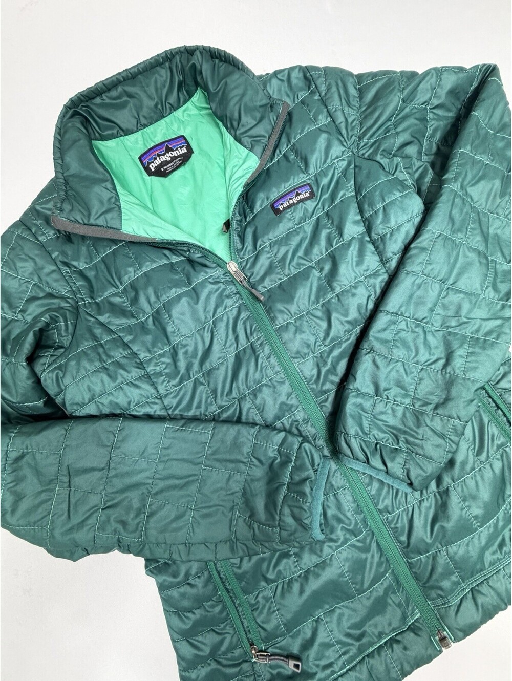 Patagonia Teal Blue Nano Puff Quilted Jacket Women’s Small *small Flaw